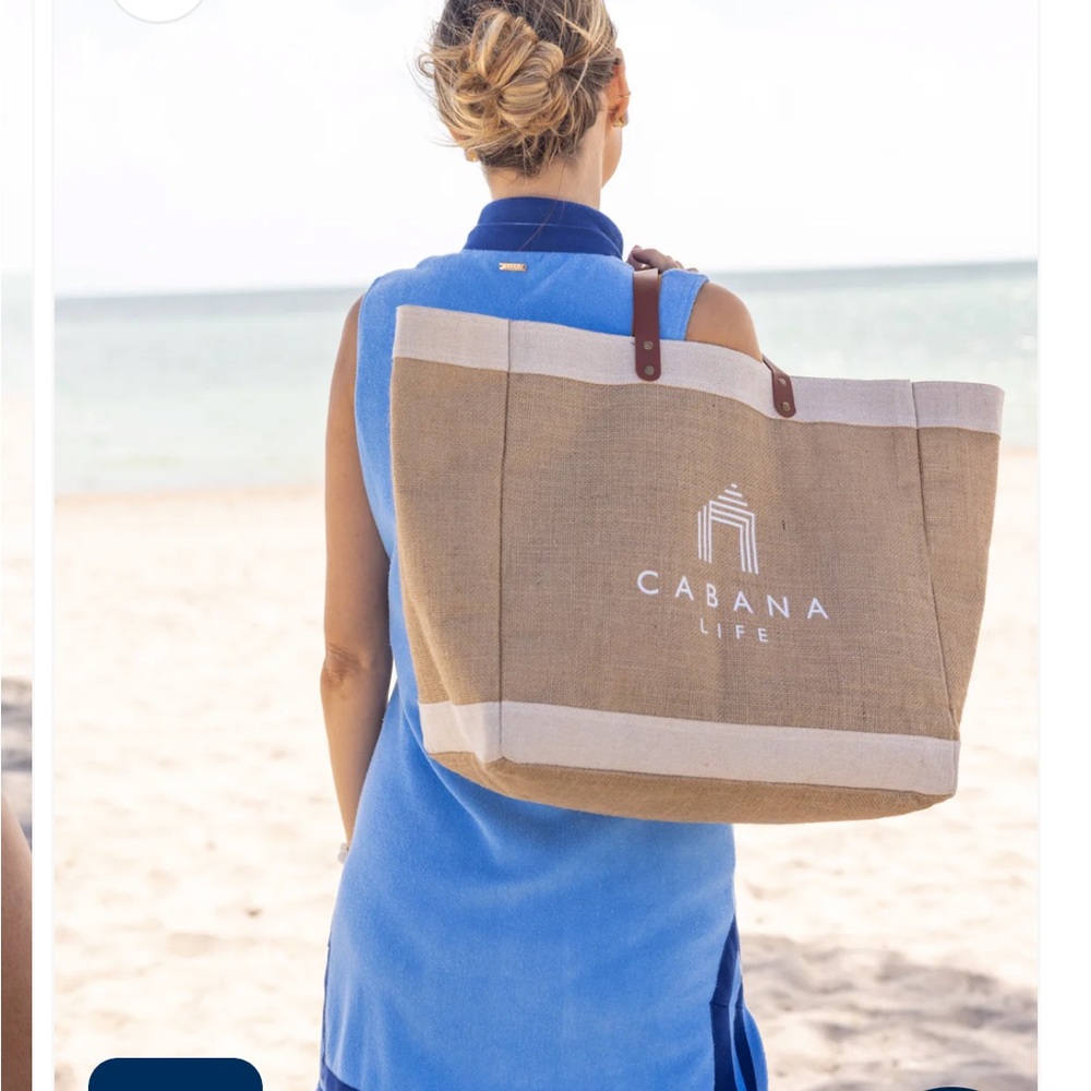 Cabana Life Tan and White Tote Bag - Picture 5 of 7